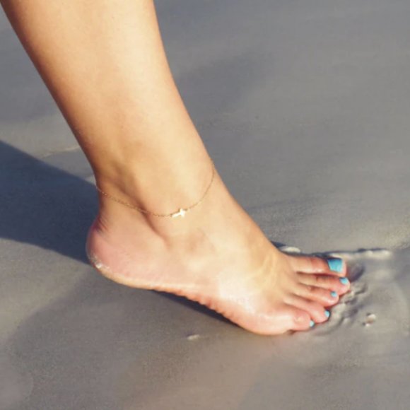 “Empowered” Minimalist Cross Faith Christian Charm Silver Gold Bracelet/Anklet - Picture 2 of 14